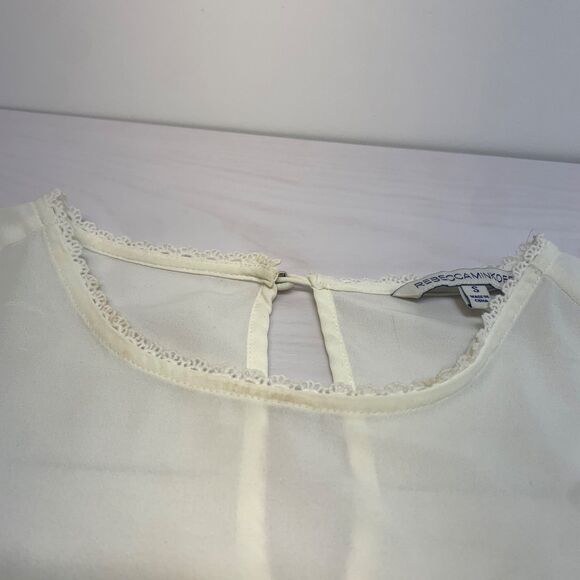 Rebecca Minkoff Womens Chava Ivory Bell Sleeves Crepe Blouse Top Size S - Picture 3 of 7